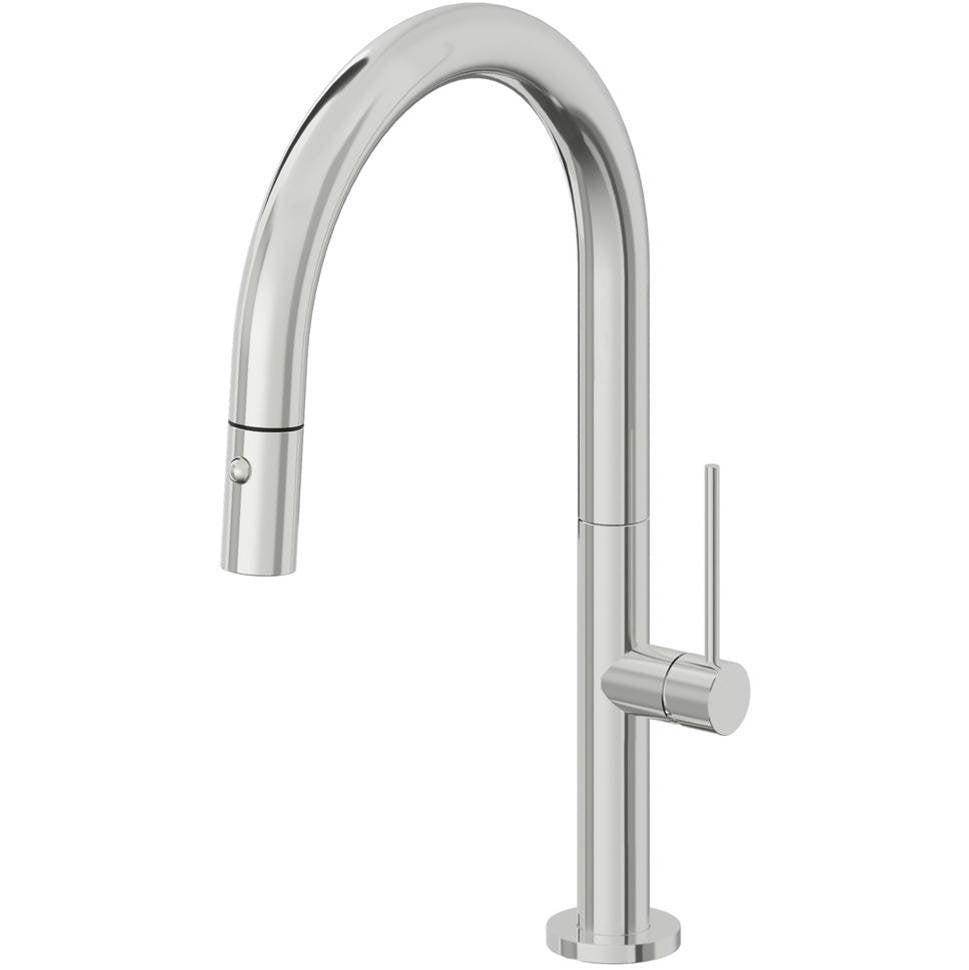 California Faucets Pull-Down Kitchen Faucet with Button Sprayer Low Arc Spout