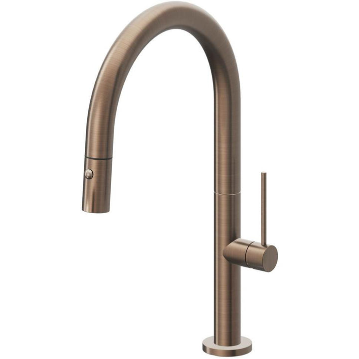 California Faucets Pull-Down Kitchen Faucet with Button Sprayer Low Arc Spout