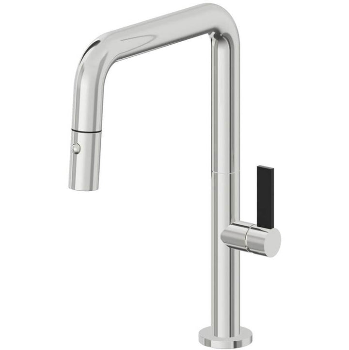 California Faucets Pull-Down Kitchen Faucet with Button Sprayer Quad Spout