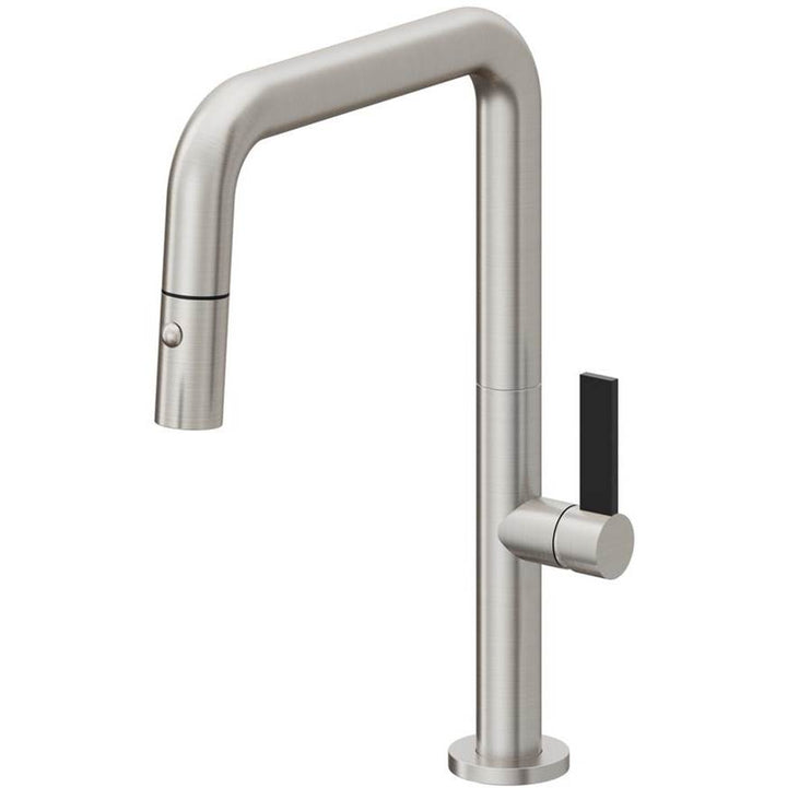 California Faucets Pull-Down Kitchen Faucet with Button Sprayer Quad Spout