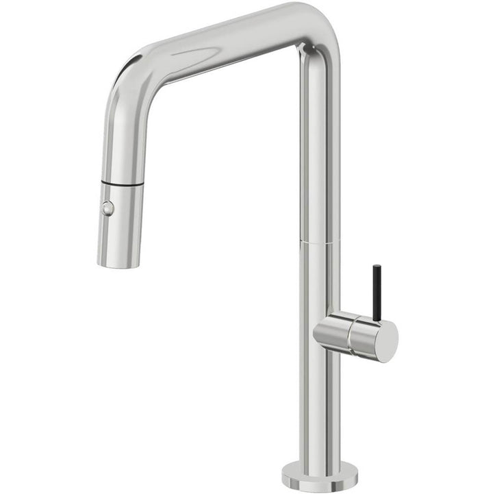 California Faucets Pull-Down Kitchen Faucet with Button Sprayer Quad Spout