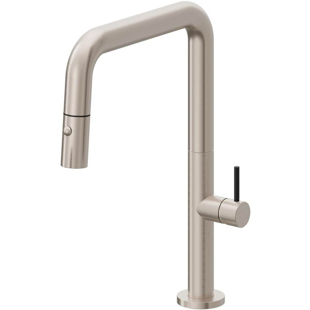 California Faucets Pull-Down Kitchen Faucet with Button Sprayer Quad Spout