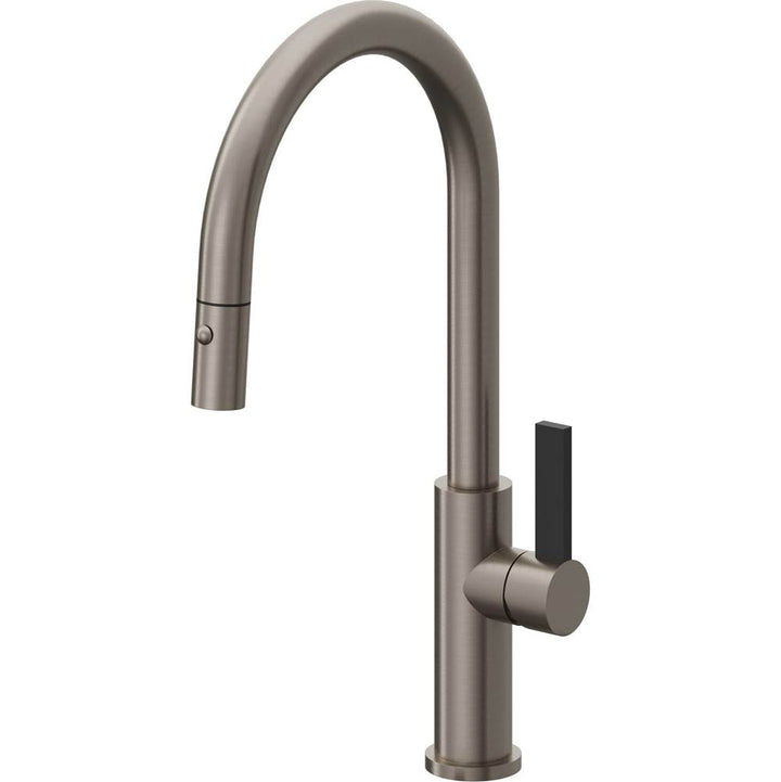California Faucets Pull-Down Kitchen Faucet with Button Sprayer  - High Arc Spout