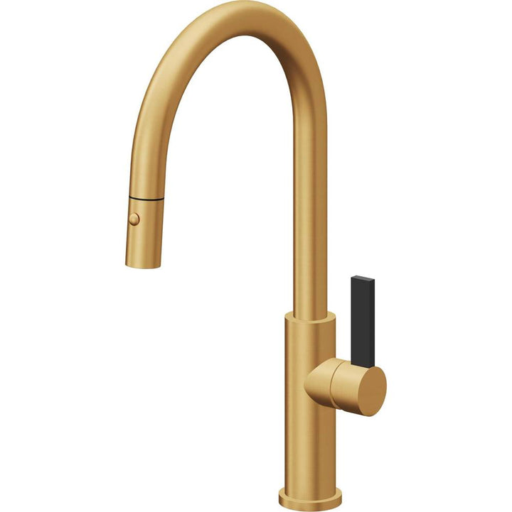 California Faucets Pull-Down Kitchen Faucet with Button Sprayer  - High Arc Spout