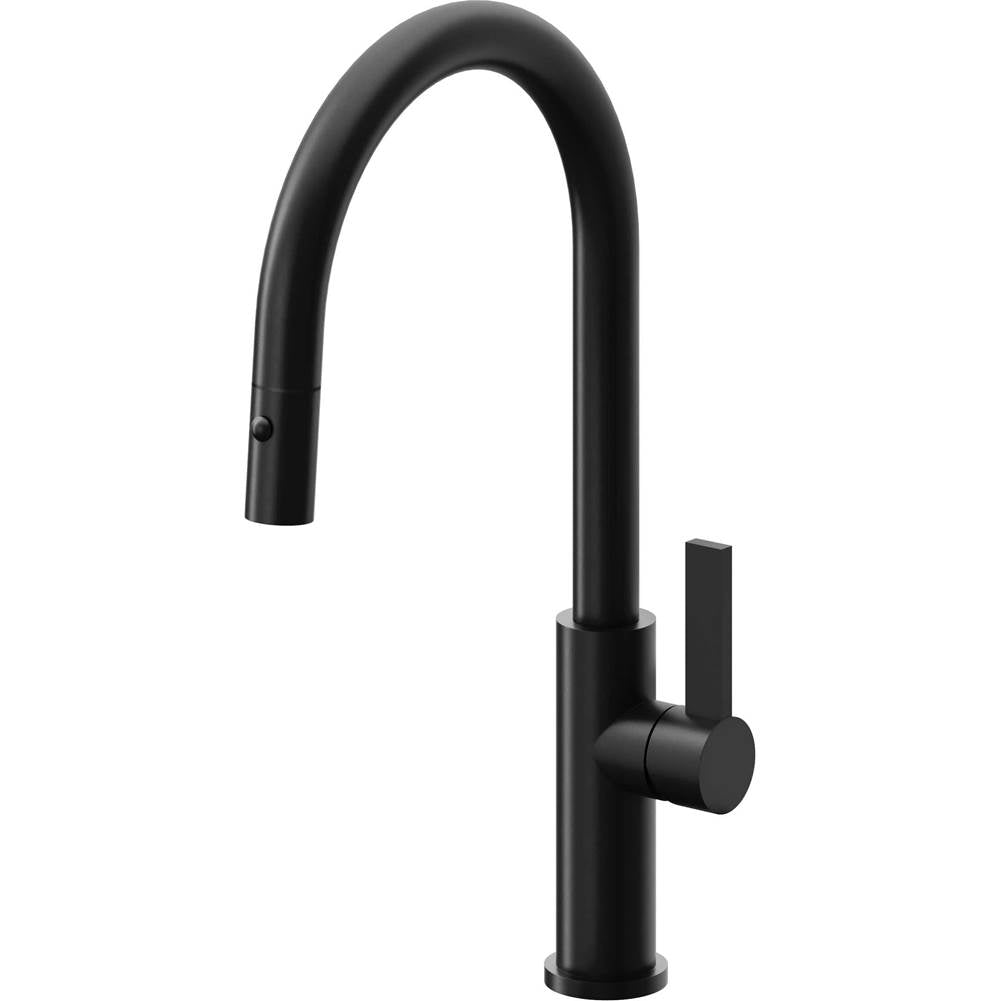 California Faucets Pull-Down Kitchen Faucet with Button Sprayer  - High Arc Spout