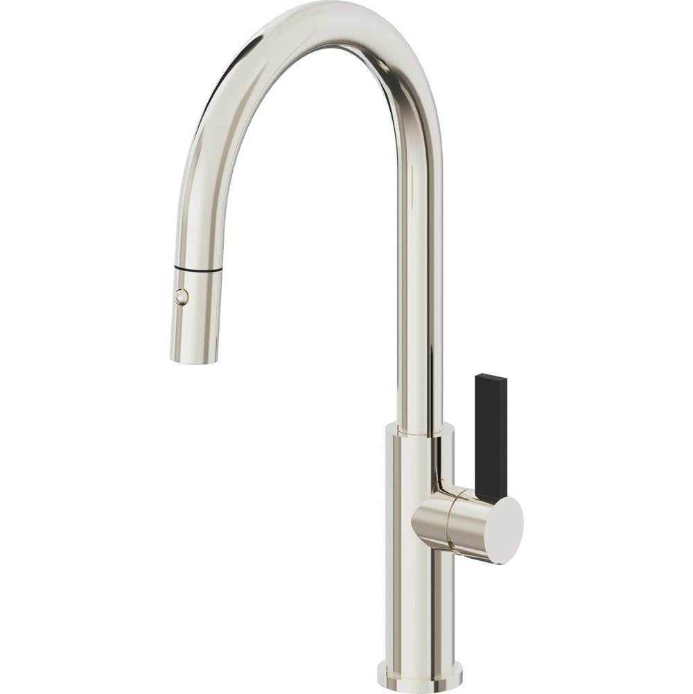 California Faucets Pull-Down Kitchen Faucet with Button Sprayer  - High Arc Spout