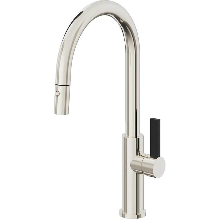 California Faucets Pull-Down Kitchen Faucet with Button Sprayer  - High Arc Spout