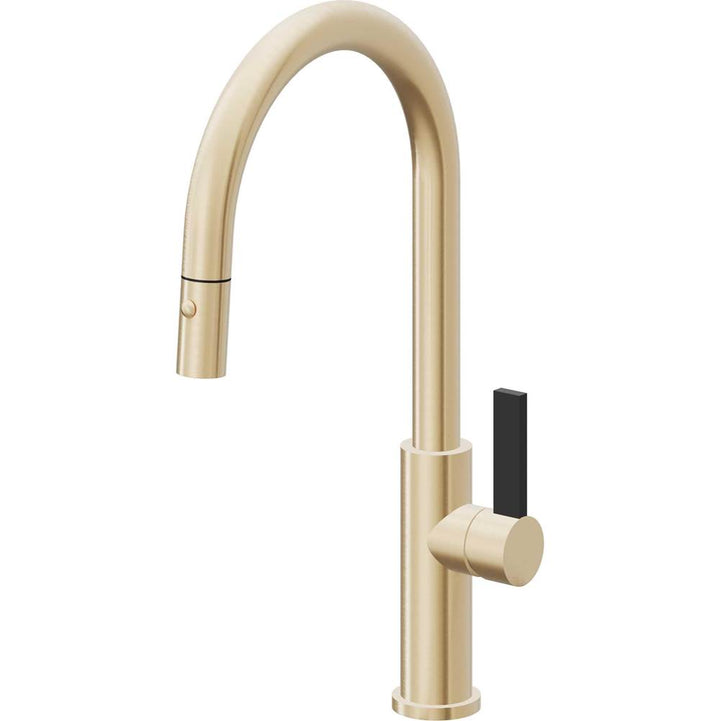 California Faucets Pull-Down Kitchen Faucet with Button Sprayer  - High Arc Spout