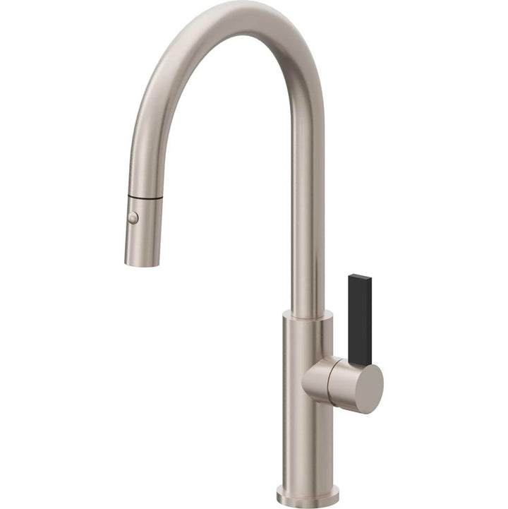 California Faucets Pull-Down Kitchen Faucet with Button Sprayer  - High Arc Spout