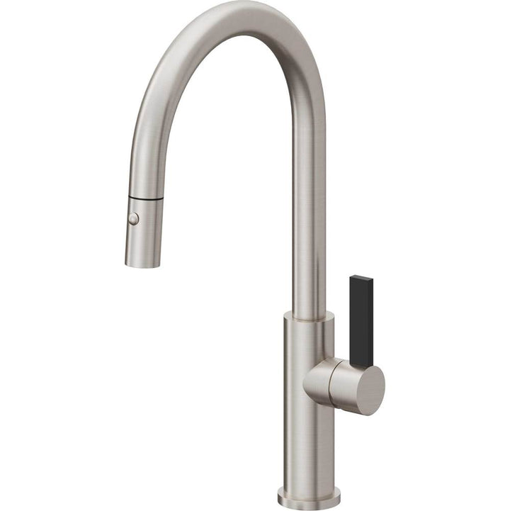 California Faucets Pull-Down Kitchen Faucet with Button Sprayer  - High Arc Spout