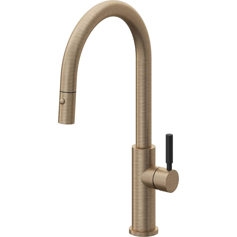 California Faucets Pull-Down Kitchen Faucet with Button Sprayer  - High Arc Spout
