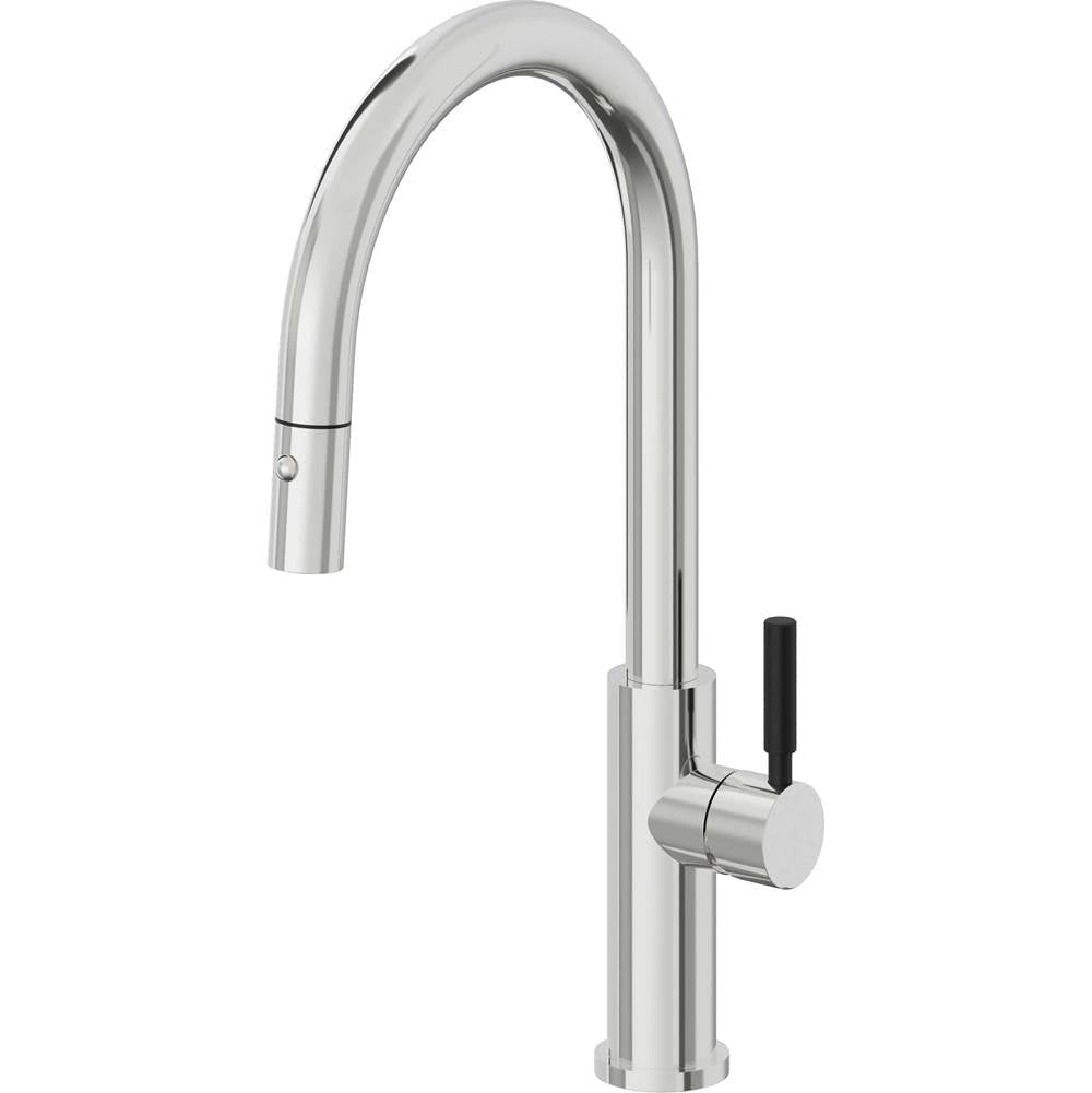 California Faucets Pull-Down Kitchen Faucet with Button Sprayer  - High Arc Spout
