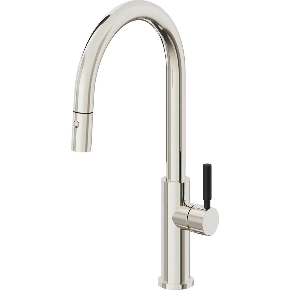 California Faucets Pull-Down Kitchen Faucet with Button Sprayer  - High Arc Spout