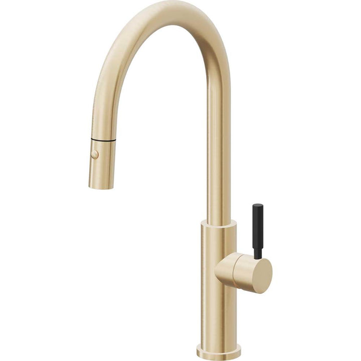 California Faucets Pull-Down Kitchen Faucet with Button Sprayer  - High Arc Spout
