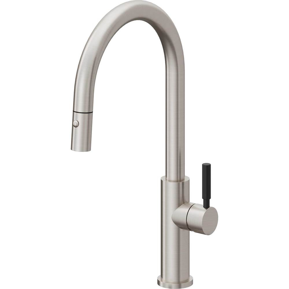 California Faucets Pull-Down Kitchen Faucet with Button Sprayer  - High Arc Spout