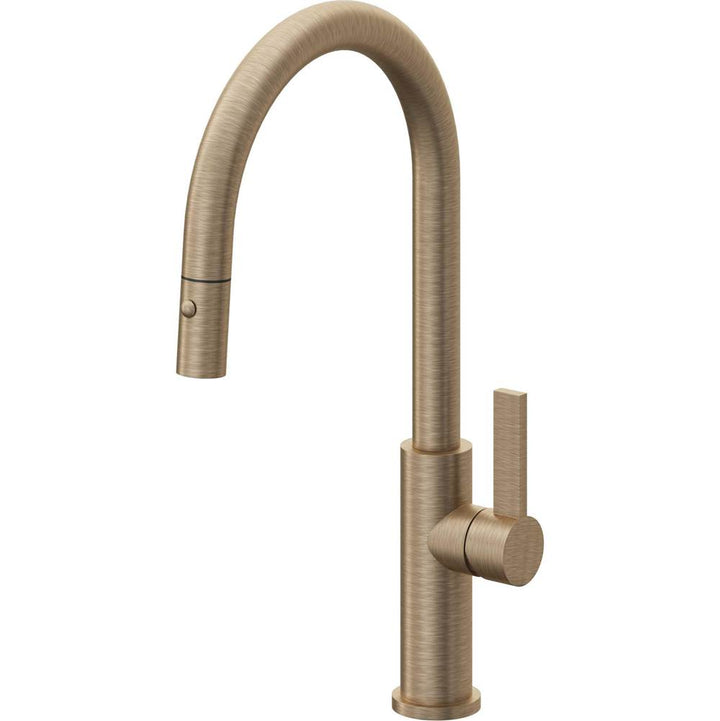 California Faucets Pull-Down Kitchen Faucet with Button Sprayer  - High Arc Spout