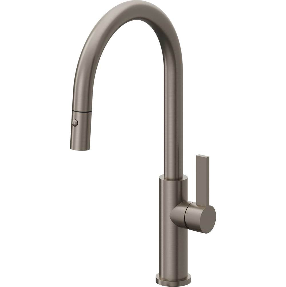 California Faucets Pull-Down Kitchen Faucet with Button Sprayer  - High Arc Spout