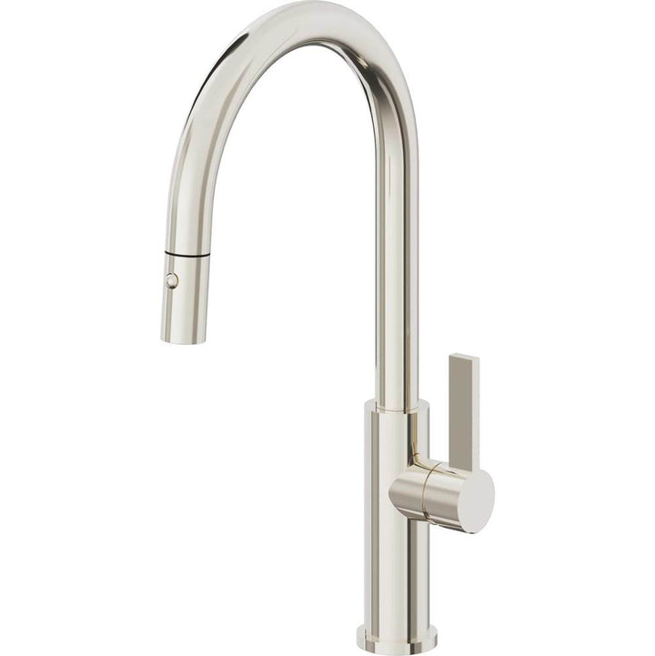 California Faucets Pull-Down Kitchen Faucet with Button Sprayer  - High Arc Spout