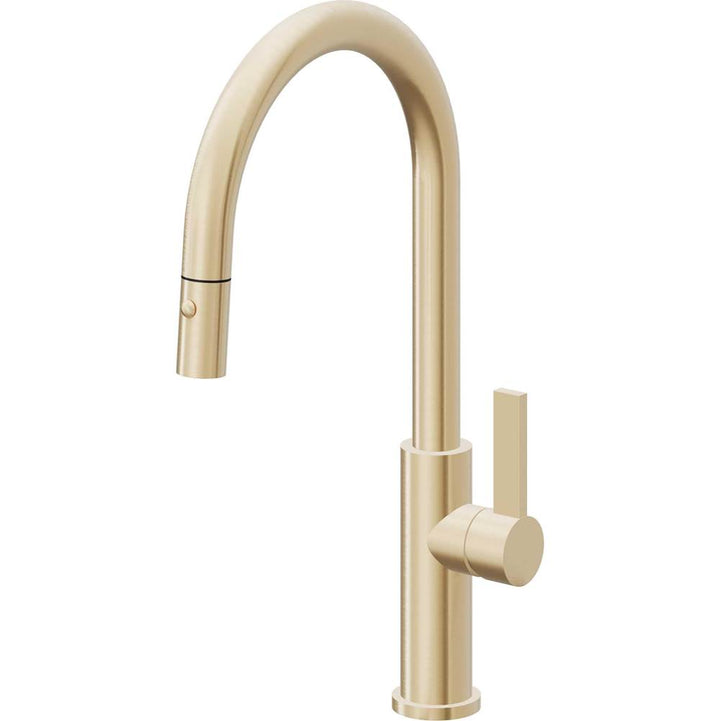 California Faucets Pull-Down Kitchen Faucet with Button Sprayer  - High Arc Spout
