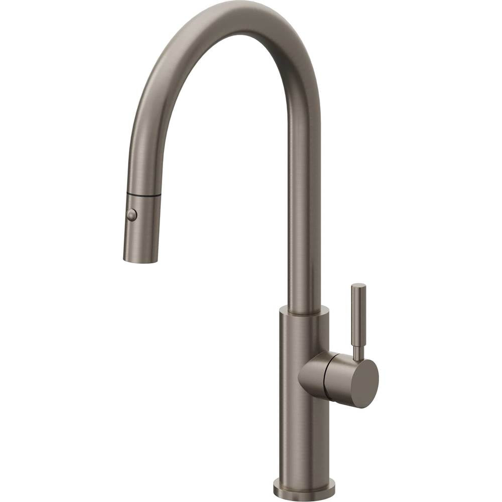 California Faucets Pull-Down Kitchen Faucet with Button Sprayer  - High Arc Spout
