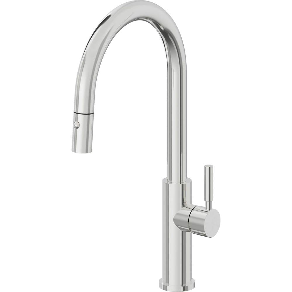 California Faucets Pull-Down Kitchen Faucet with Button Sprayer  - High Arc Spout