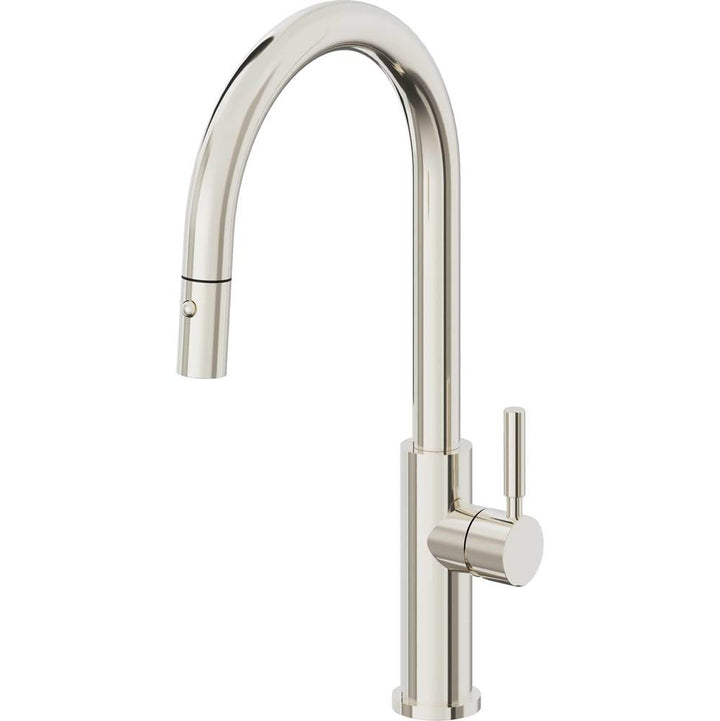 California Faucets Pull-Down Kitchen Faucet with Button Sprayer  - High Arc Spout