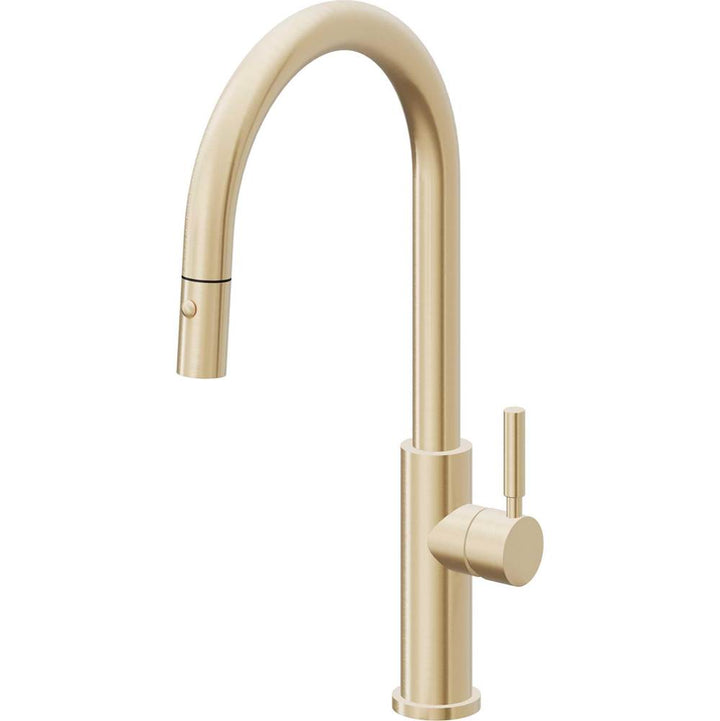 California Faucets Pull-Down Kitchen Faucet with Button Sprayer  - High Arc Spout