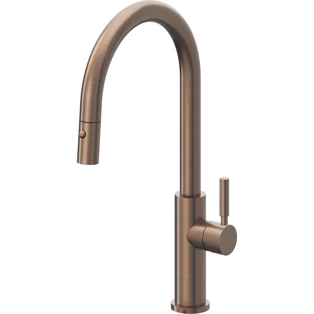 California Faucets Pull-Down Kitchen Faucet with Button Sprayer  - High Arc Spout