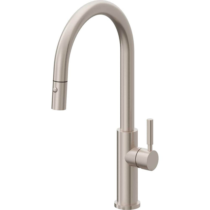 California Faucets Pull-Down Kitchen Faucet with Button Sprayer  - High Arc Spout
