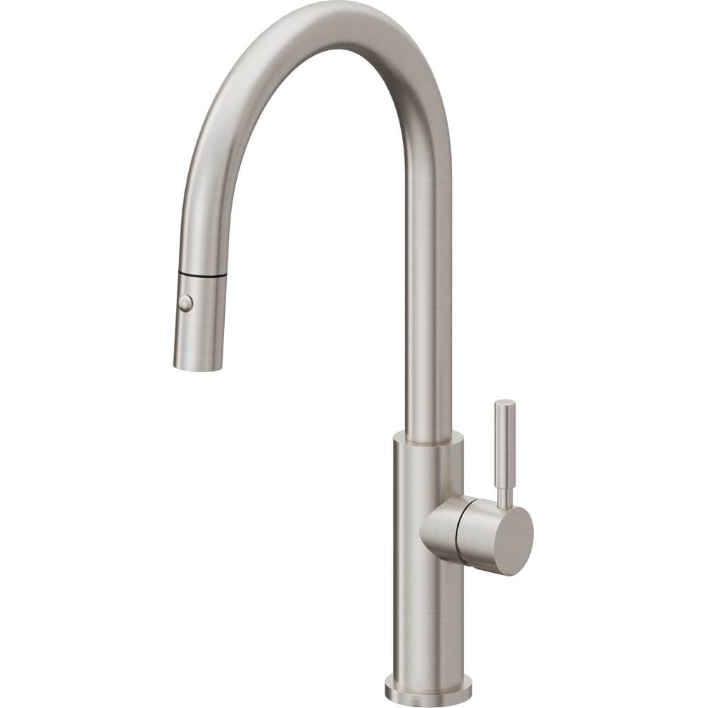 California Faucets Pull-Down Kitchen Faucet with Button Sprayer  - High Arc Spout