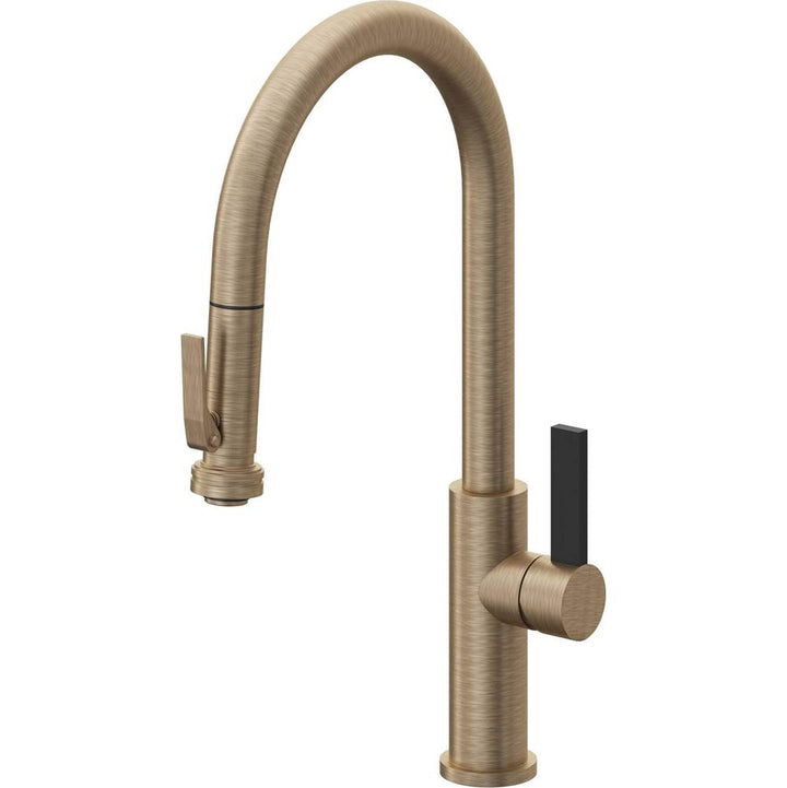 California Faucets Pull-Down Kitchen Faucet with Button Sprayer  - High Arc Spout