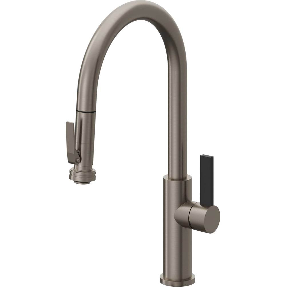 California Faucets Pull-Down Kitchen Faucet with Button Sprayer  - High Arc Spout