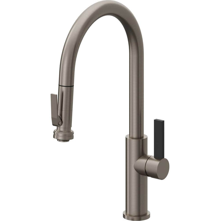 California Faucets Pull-Down Kitchen Faucet with Button Sprayer  - High Arc Spout