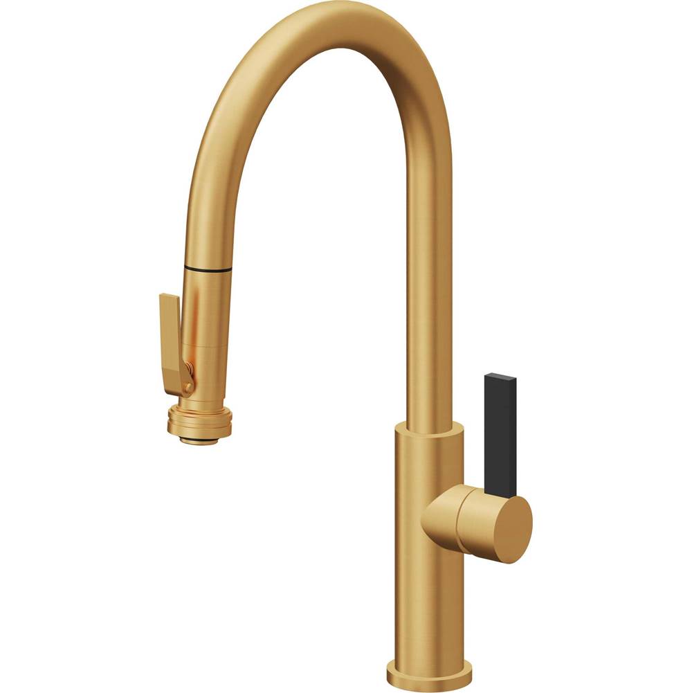 California Faucets Pull-Down Kitchen Faucet with Button Sprayer  - High Arc Spout