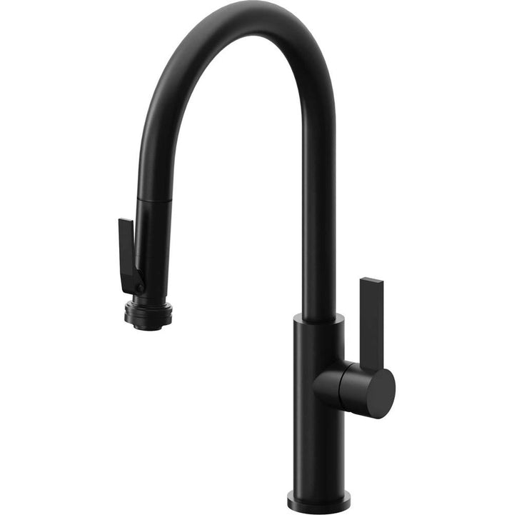 California Faucets Pull-Down Kitchen Faucet with Button Sprayer  - High Arc Spout