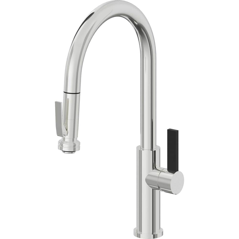 California Faucets Pull-Down Kitchen Faucet with Button Sprayer  - High Arc Spout