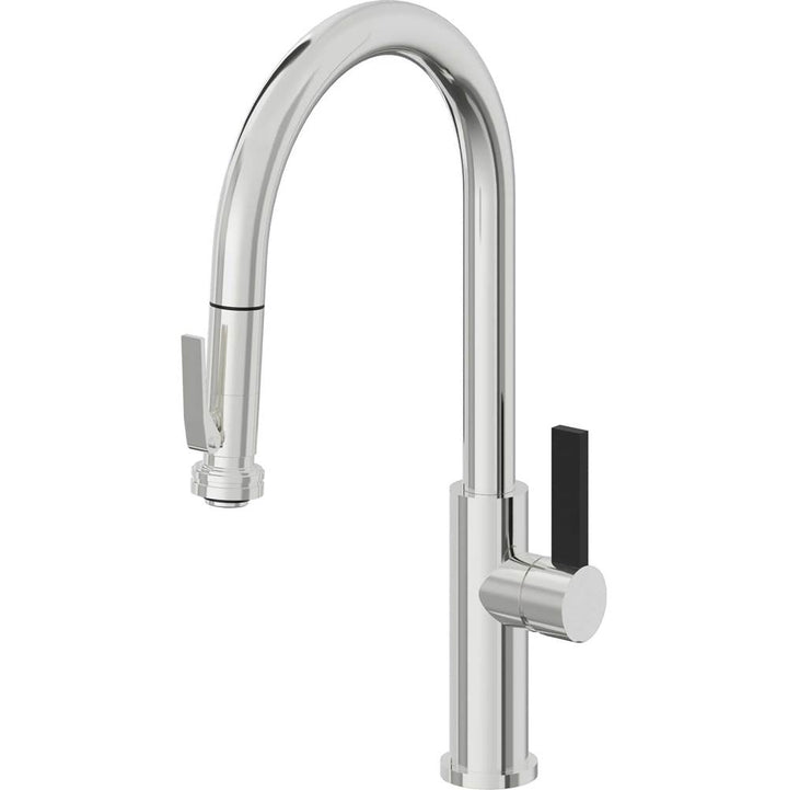 California Faucets Pull-Down Kitchen Faucet with Button Sprayer  - High Arc Spout