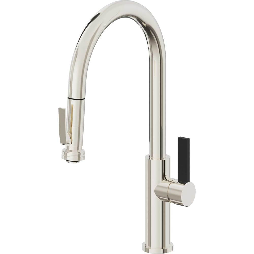 California Faucets Pull-Down Kitchen Faucet with Button Sprayer  - High Arc Spout