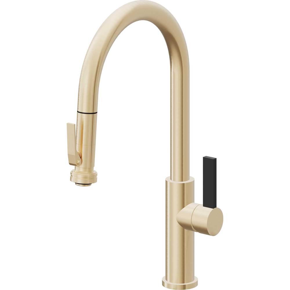 California Faucets Pull-Down Kitchen Faucet with Button Sprayer  - High Arc Spout