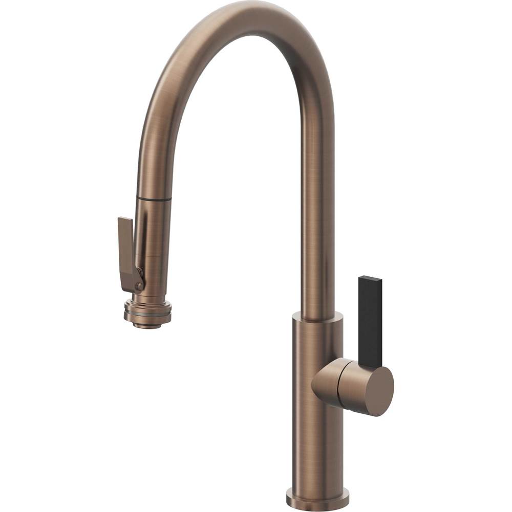 California Faucets Pull-Down Kitchen Faucet with Button Sprayer  - High Arc Spout
