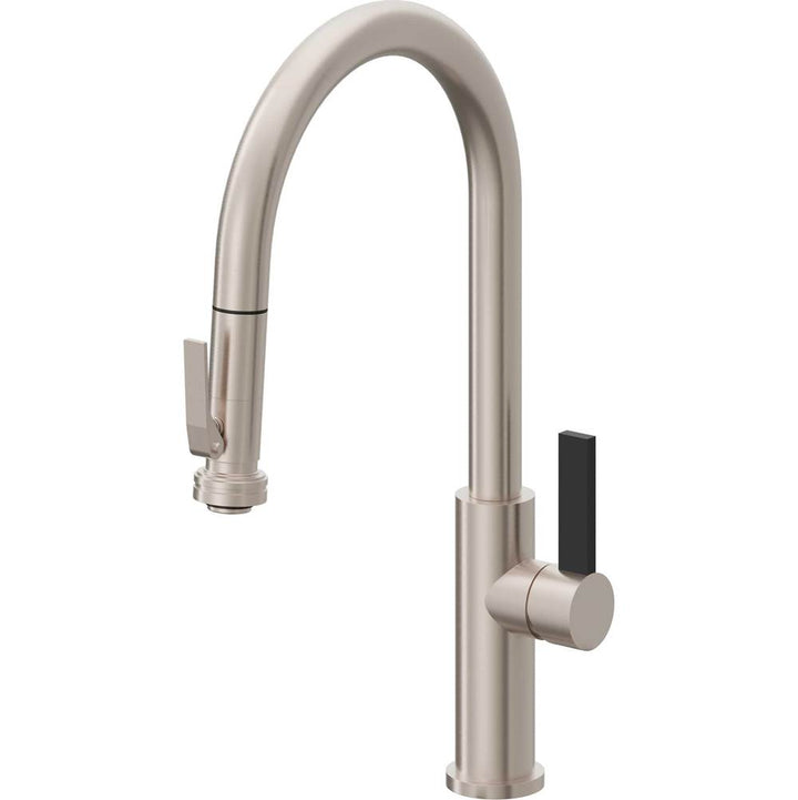 California Faucets Pull-Down Kitchen Faucet with Button Sprayer  - High Arc Spout