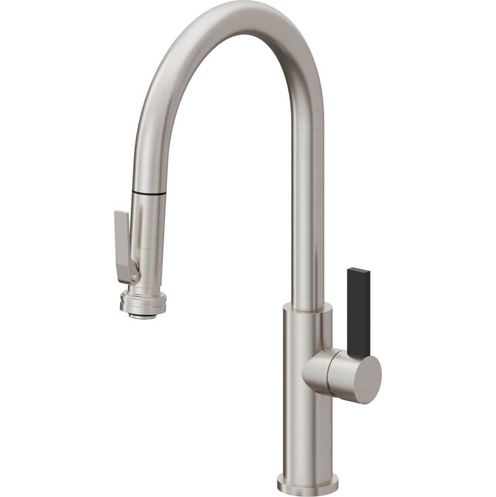 California Faucets Pull-Down Kitchen Faucet with Button Sprayer  - High Arc Spout