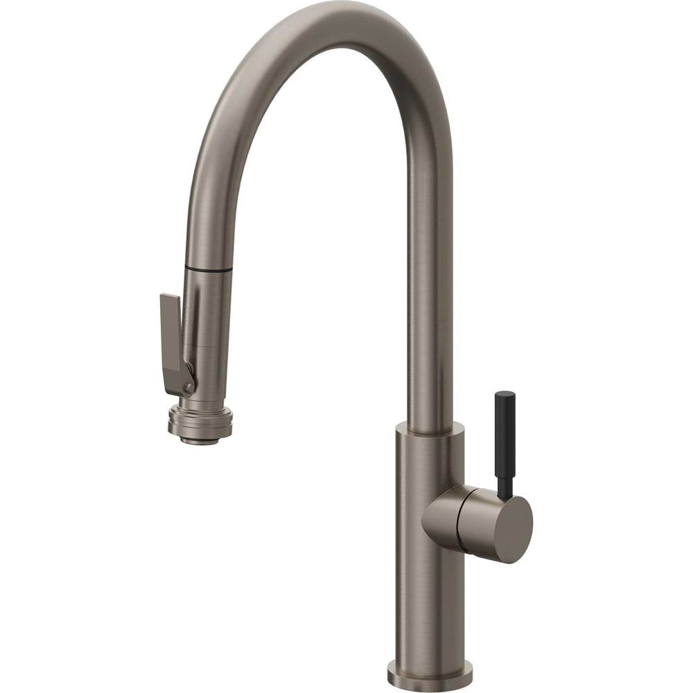California Faucets Pull-Down Kitchen Faucet with Button Sprayer  - High Arc Spout