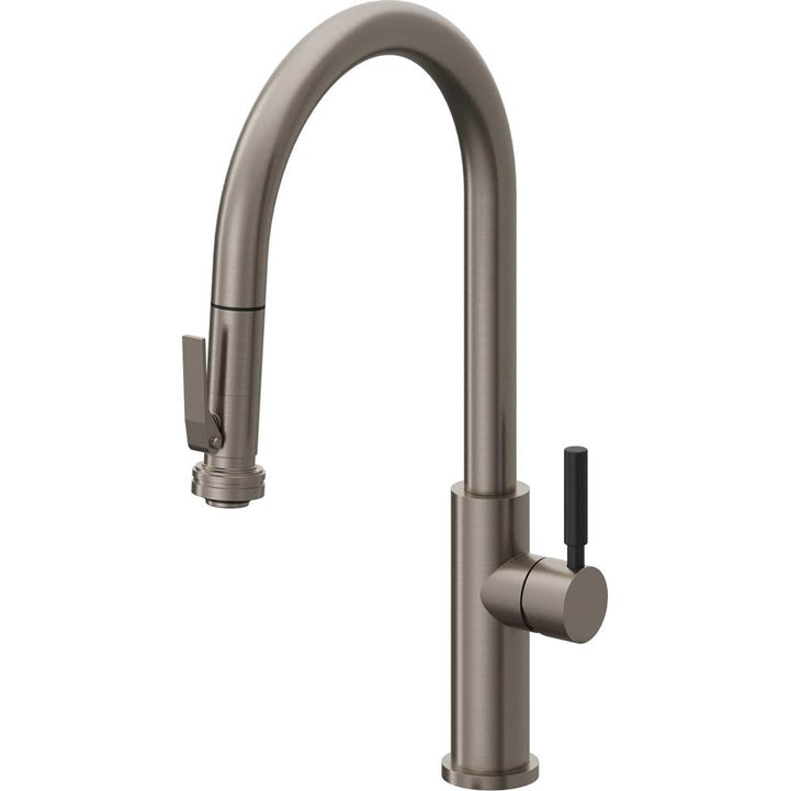 California Faucets Pull-Down Kitchen Faucet with Button Sprayer  - High Arc Spout