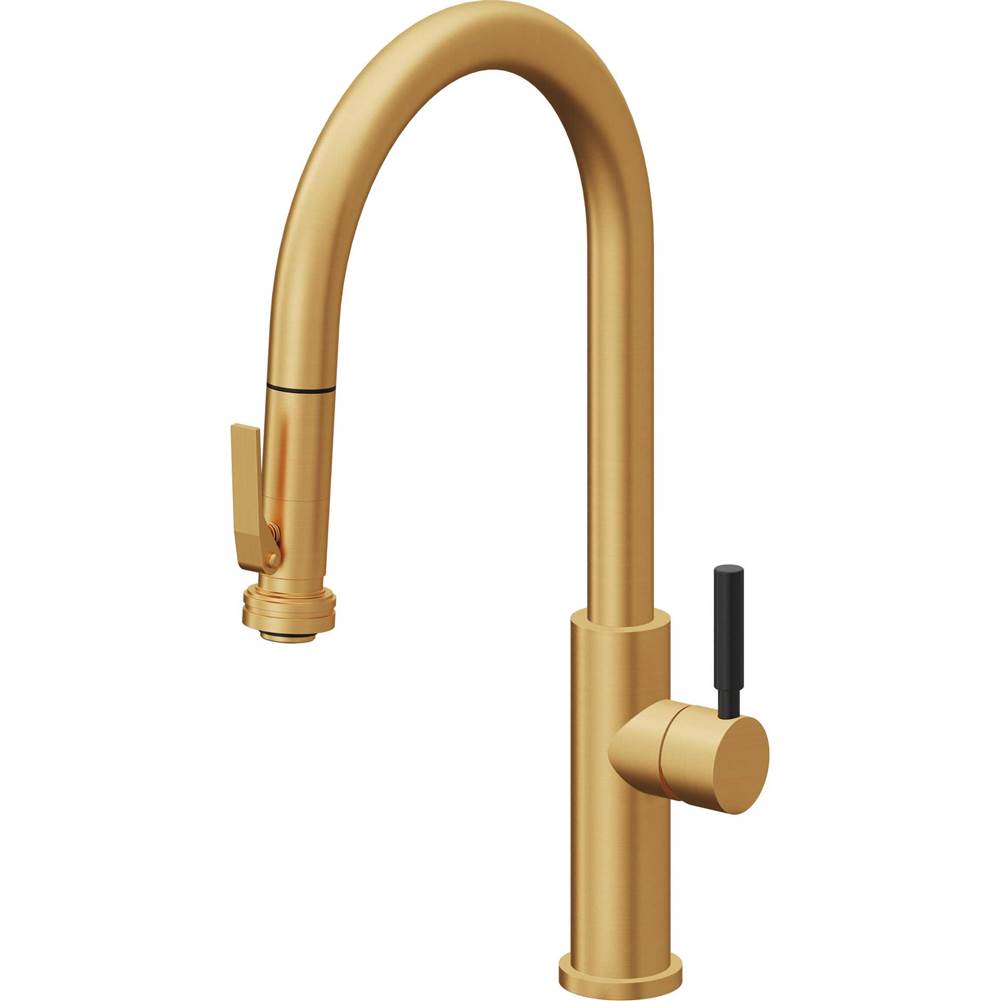California Faucets Pull-Down Kitchen Faucet with Button Sprayer  - High Arc Spout
