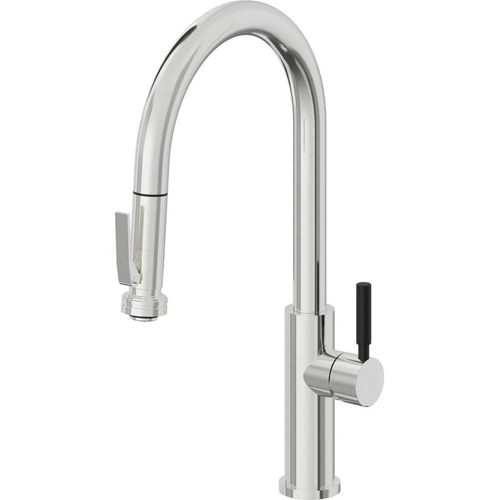 California Faucets Pull-Down Kitchen Faucet with Button Sprayer  - High Arc Spout