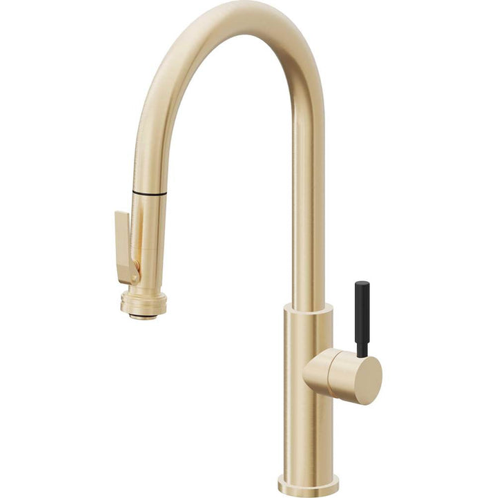 California Faucets Pull-Down Kitchen Faucet with Button Sprayer  - High Arc Spout