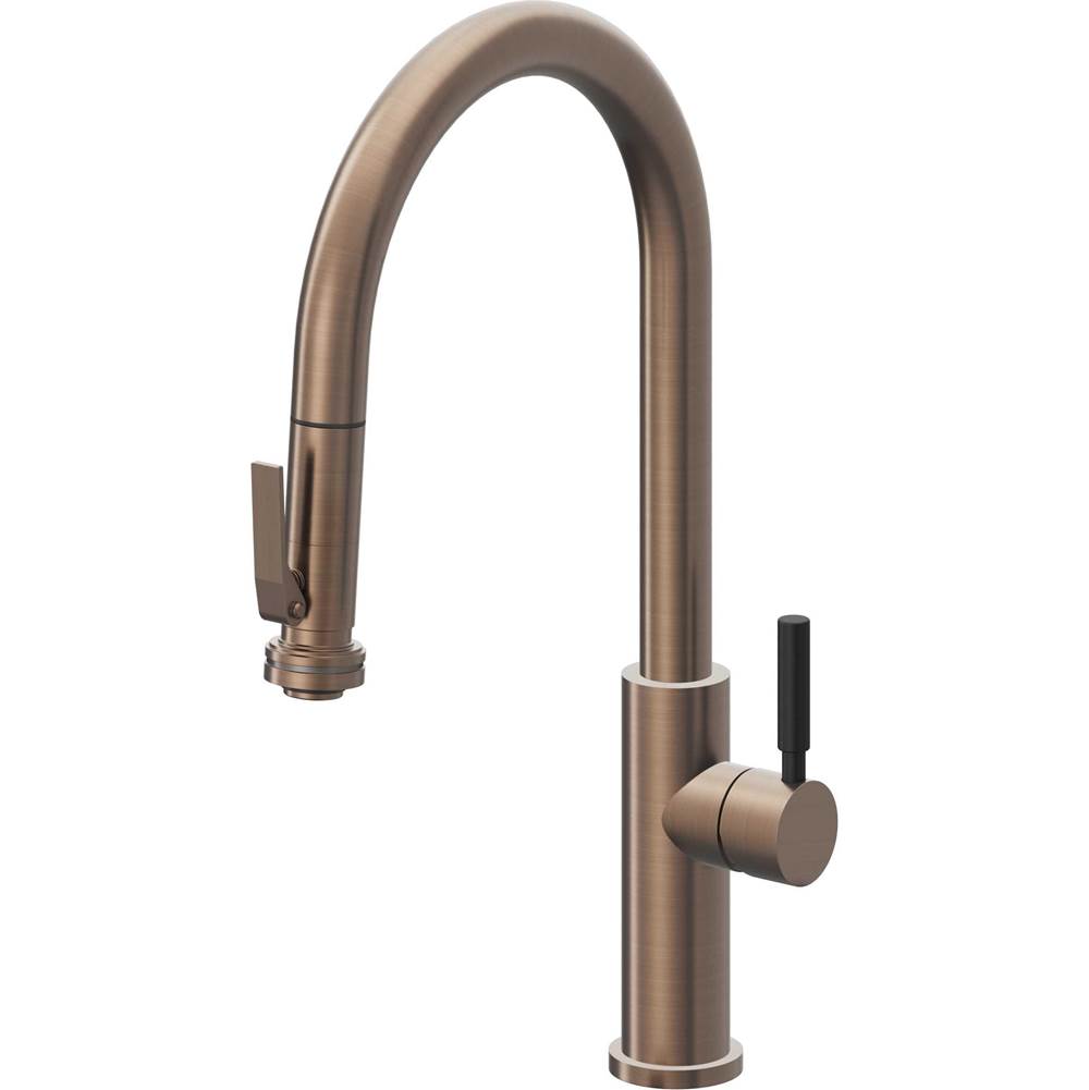 California Faucets Pull-Down Kitchen Faucet with Button Sprayer  - High Arc Spout