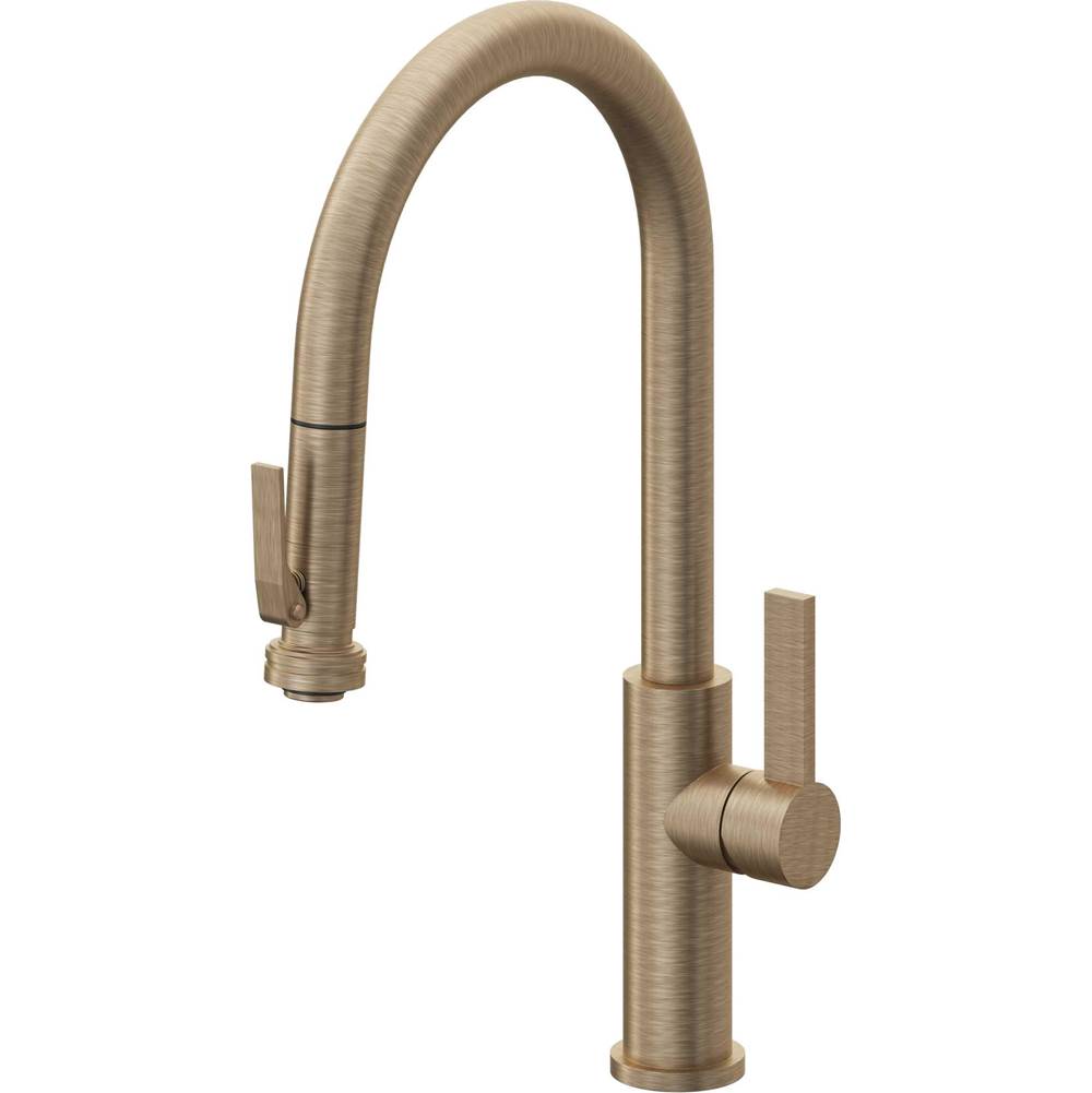 California Faucets Pull-Down Kitchen Faucet with Button Sprayer  - High Arc Spout