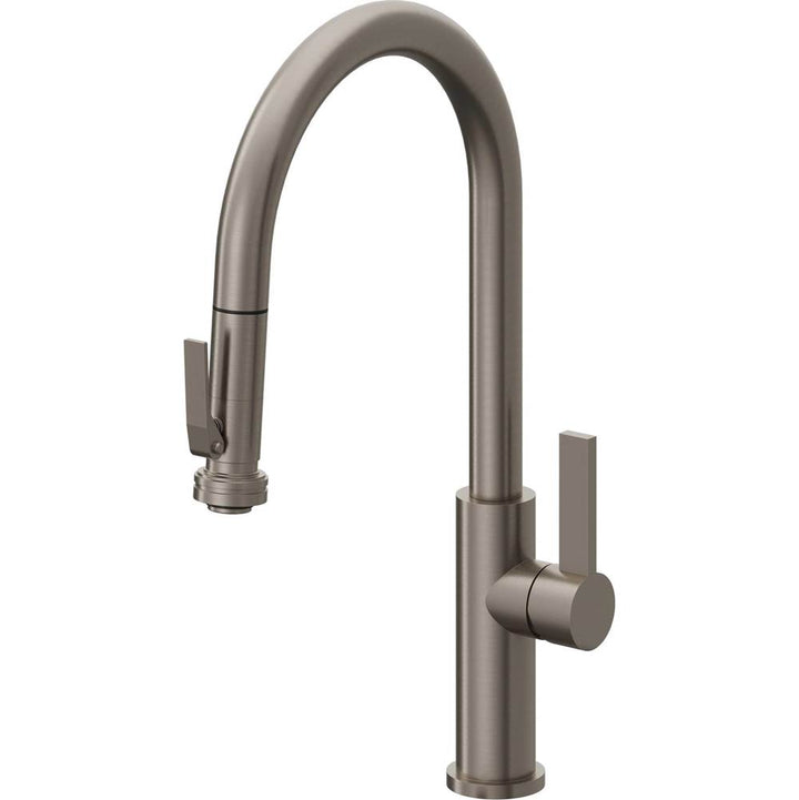 California Faucets Pull-Down Kitchen Faucet with Button Sprayer  - High Arc Spout